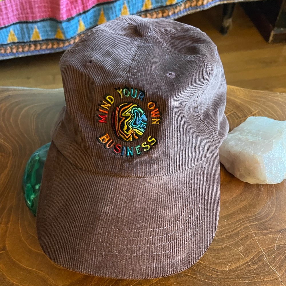 Rainbow Embroidered Purple Corduroy Dad Hat